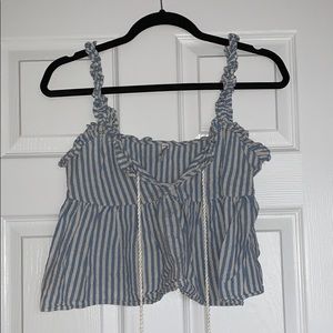 Striped tank with colourful Pom poms